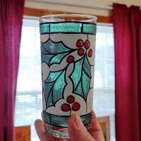 Vintage West Virginia Glass Specialty Snowy Holly and Berries 12 Ounce Highball Glasses, Set of Three