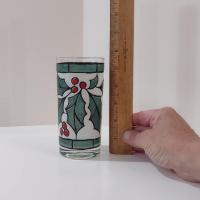 Vintage West Virginia Glass Specialty Snowy Holly and Berries 12 Ounce Highball Glasses, Set of Three
