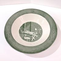 Set of 3 Vintage Royal Colonial Homestead Green Transferware Vegetable Serving Bowls, MCM Retro Americana China