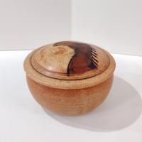 Vintage Ceramic Covered Bowl with Whimsical Camel Design, Janet Brome Animal Pottery