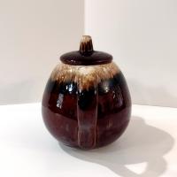 Vintage Hull Pottery Brown Drip Glaze Ceramic Teapot with Lid