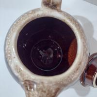 Vintage Hull Pottery Brown Drip Glaze Ceramic Teapot with Lid