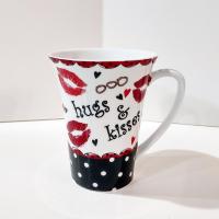 Hugs and Kisses Coffee Tea Ceramic Mug, Valentines Day Gift, Anniversary Gift, Love Mug
