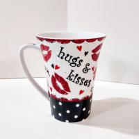 Hugs and Kisses Coffee Tea Ceramic Mug, Valentines Day Gift, Anniversary Gift, Love Mug