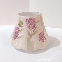 Vintage Home Interiors Purple Lilac and Bumble Bee Ceramic Candle Shade, Hyacinth Floral Candle Topper