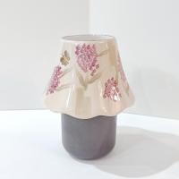Vintage Home Interiors Purple Lilac and Bumble Bee Ceramic Candle Shade, Hyacinth Floral Candle Topper