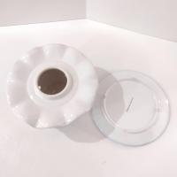 Vintage Hydrangea Floral Ceramic Shade Jar Candle Topper and Under Plate