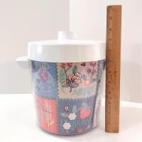Vintage West Bend Thermo-Serve Insulated Ice Bucket, Embroidered Patchwork Design, 1970's Retro Barware