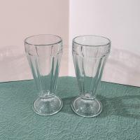 Vintage Libbey Clear Footed Soda Tumblers,  Milkshake Ice Cream Sundae Glasses, Set of Two, Retro Glassware, Parfait Glasses