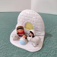 Igloo Arctic Ceramic Manger Nativity Scene Christmas Decoration