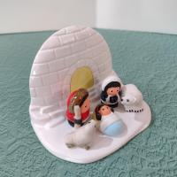 Igloo Arctic Ceramic Manger Nativity Scene Christmas Decoration