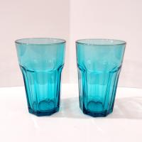 Vintage Ikea Pokal Teal Blue 14 Ounce Glasses Tumblers, Set of Two