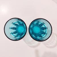 Vintage Ikea Pokal Teal Blue 14 Ounce Glasses Tumblers, Set of Two