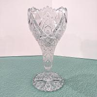 Vintage Imperial NuCut 404 Thunderbolt Nine Inch Clear Glass Bouquet Vase, Imperial Glass Collectors Crystal Series Vase