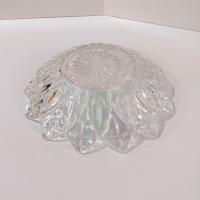 Vintage Federal Glass Petal Iridescent Clear Glass Dish Bowl, Rainbow Iridescent Flower Shaped 8 Inch Shallow Serving Bowl