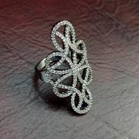 Vintage Silver CZ Celtic Infinity Knot Statement Knuckle Ring, Size 7, Irish Jewelry Cocktail Ring