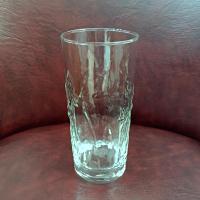 Vintage Libbey Iris Clear Pressed Glass Flat Tumbler Drinking Glass, Floral Pressed Highball Glass