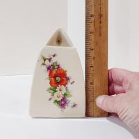 Vintage Ceramic Iron Shaped Floral Pocket Vase, Hand-Painted Bud Vase