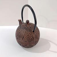 Vintage Tetsubin Cast Iron 4 Cup Brown and Gold Round Teapot