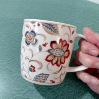 Vintage Churchill Jacobean Ceramic Coffee Tea Mugs, Set of Four, Red and Blue Floral Mugs