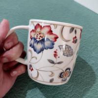 Vintage Churchill Jacobean Ceramic Coffee Tea Mugs, Set of Four, Red and Blue Floral Mugs