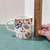 Vintage Churchill Jacobean Ceramic Coffee Tea Mugs, Set of Four, Red and Blue Floral Mugs