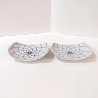 Vintage Blue and White Japanese Lotus Sushi Plates, Set of Two, Appetizer Plates, Trinket Trays