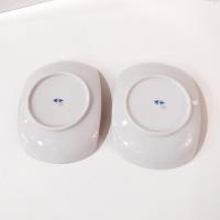 Vintage Blue and White Japanese Lotus Sushi Plates, Set of Two, Appetizer Plates, Trinket Trays