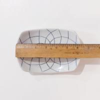 Vintage Blue and White Japanese Lotus Sushi Plates, Set of Two, Appetizer Plates, Trinket Trays