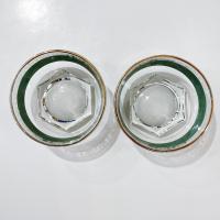 Vintage Jeanette Corinthian Green Hellenic Greek Roman Bowls, Set of Two, Salad Dessert Bowls, Candy Nut Dishes