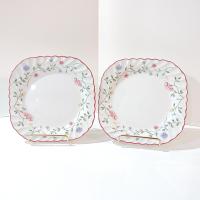 Vintage Johnson Brothers Summer Chintz Square Salad Appetizer Dessert Plates, Set of Two, Floral English China
