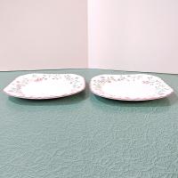 Vintage Johnson Brothers Summer Chintz Square Salad Appetizer Dessert Plates, Set of Two, Floral English China
