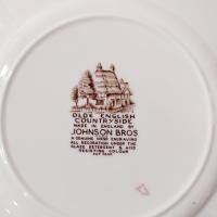 Vintage Johnson Brothers Olde English Countryside Brown Multi Color Dinner Plates, Set of 4
