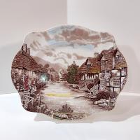 Vintage Johnson Brothers Olde English Countryside Brown Multi Color Serving Platter