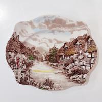 Vintage Johnson Brothers Olde English Countryside Brown Multi Color Serving Platter
