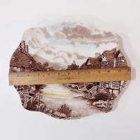 Vintage Johnson Brothers Olde English Countryside Brown Multi Color Serving Platter
