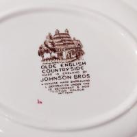 Vintage Johnson Brothers Olde English Countryside Brown Multi Color Serving Platter