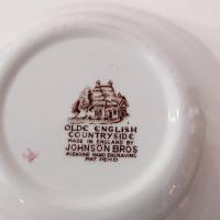 Vintage Johnson Brothers Olde English Countryside Brown Multi Color Square Cereal Soup Salad Bowls, Set of 4