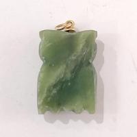 Vintage Carved Jade Owl Pendant Charm, Owl Necklace