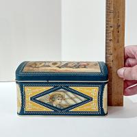 Vintage J & P Coats Thread Hinged Lid Tin Box, Decorative Metal Storage Container
