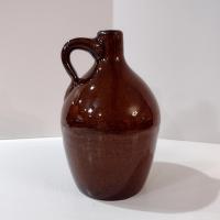 Antique Ceramic Brown Glazed Jug, Vintage Brown Jug with Handle, Rustic Ceramic Vase