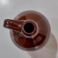 Antique Ceramic Brown Glazed Jug, Vintage Brown Jug with Handle, Rustic Ceramic Vase