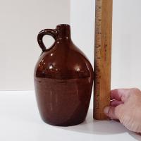 Antique Ceramic Brown Glazed Jug, Vintage Brown Jug with Handle, Rustic Ceramic Vase