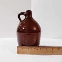 Antique Ceramic Brown Glazed Jug, Vintage Brown Jug with Handle, Rustic Ceramic Vase