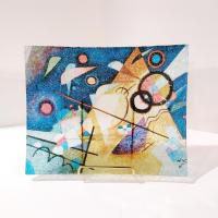Vintage Wassily Kandinsky Abstract Art Reproduction Fused Glass Tray, Art Glass Dish