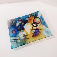 Vintage Wassily Kandinsky Abstract Art Reproduction Fused Glass Tray, Art Glass Dish