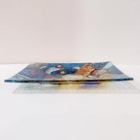 Vintage Wassily Kandinsky Abstract Art Reproduction Fused Glass Tray, Art Glass Dish