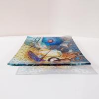 Vintage Wassily Kandinsky Abstract Art Reproduction Fused Glass Tray, Art Glass Dish
