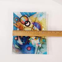 Vintage Wassily Kandinsky Abstract Art Reproduction Fused Glass Tray, Art Glass Dish