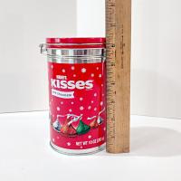Vintage Hershey Kisses Holiday Cylinder Tin with Clamp Airtight Lid